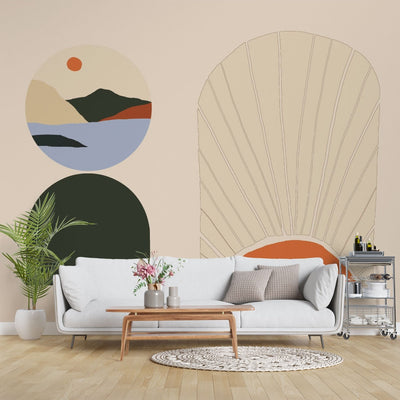 tapet personalizat bohemian arcade elegante perspective adancime spatiu arhitectura autentica farmec boem boho archways