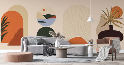 tapet personalizat bohemian arcade elegante perspective adancime spatiu arhitectura autentica farmec boem boho archways