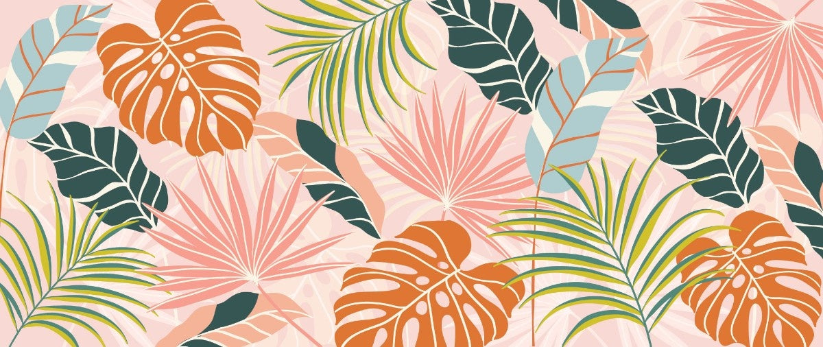 tapet personalizat bohemian vis tropical luxuriant frunze exotice flori vii evadare relaxanta culoare tropical monstera