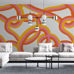 Tapet personalizat bohemian forme intersectate bomboane explozie culori dulci linii jucause atmosfera vesela fantezie candy interwined