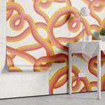 Tapet personalizat bohemian forme intersectate bomboane explozie culori dulci linii jucause atmosfera vesela fantezie candy interwined