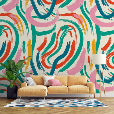 tapet personalizat bohemian siluete pictate aer artistic misterios esenta forme decor sofisticat paint silhouettes