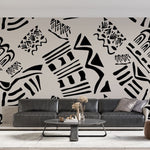 Tapet personalizat bohemian design tribal monocrom eleganta simpla caracter puternic joc contraste subtile monochrome tribal