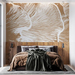 Tapet personalizat bohemian paleta inspirata ciuperca chanterelle tonuri calde organice spatiu atmosfera naturala primitoare chanterelle