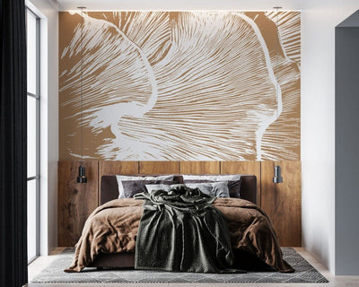 tapet personalizat bohemian paleta inspirata ciuperca chanterelle tonuri calde organice spatiu atmosfera naturala primitoare chanterelle