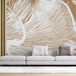 Tapet personalizat bohemian paleta inspirata ciuperca chanterelle tonuri calde organice spatiu atmosfera naturala primitoare chanterelle