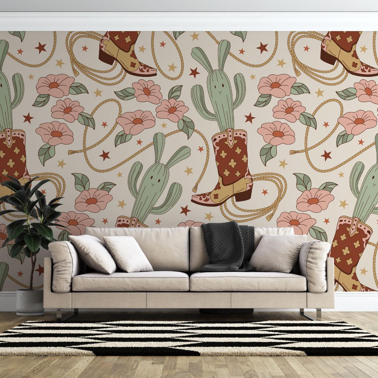 tapet personalizat bohemian vis cowboy aventura libertate farmec rustic indraznet decor cowboy dream