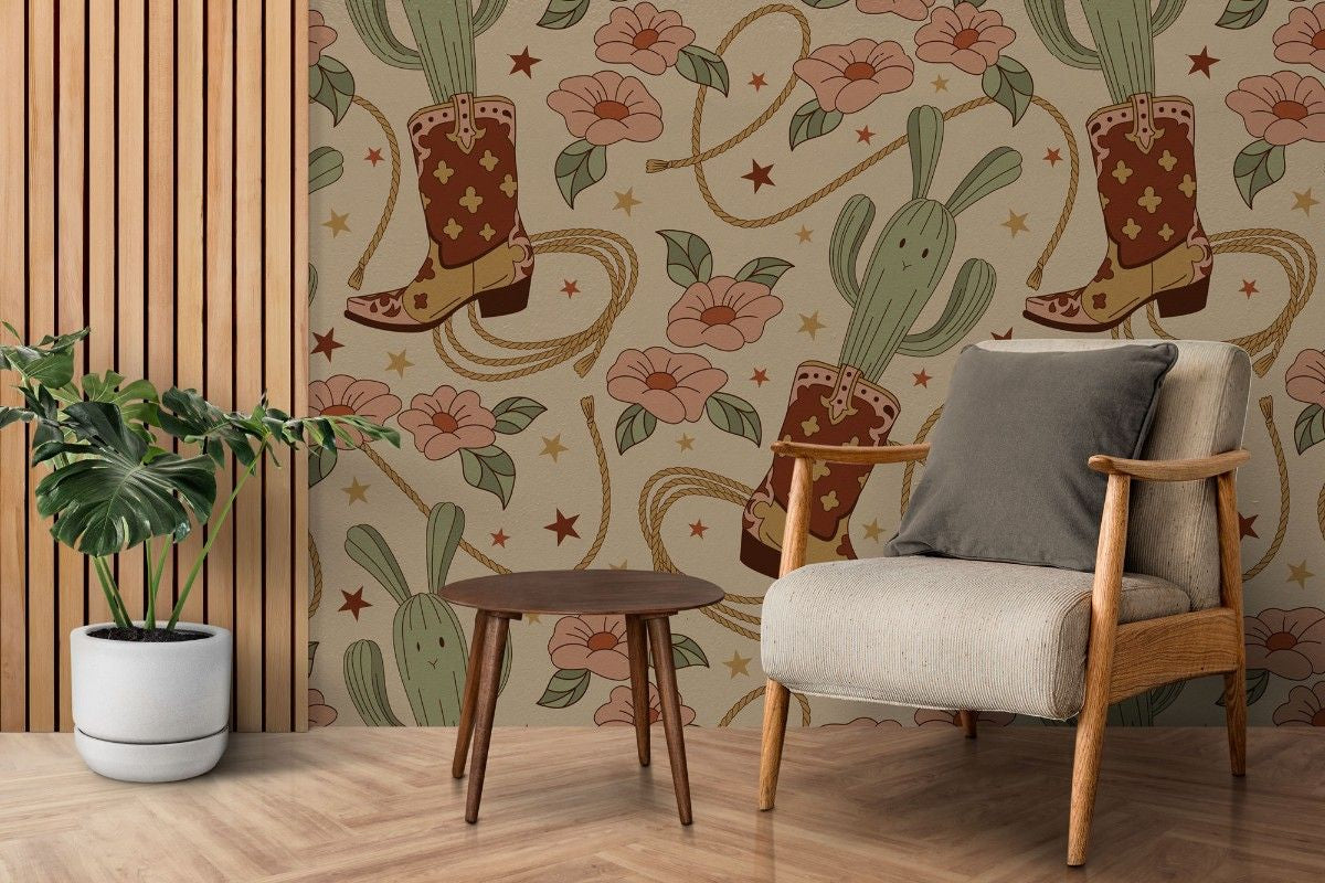 tapet personalizat bohemian vis cowboy aventura libertate farmec rustic indraznet decor cowboy dream