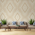 Tapet personalizat bohemian motive aztece nuante crem eleganta farmec etnic subtil decor sofisticat autentic cream aztec