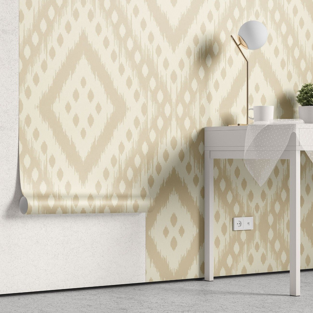 tapet personalizat bohemian motive aztece nuante crem eleganta farmec etnic subtil decor sofisticat autentic cream aztec