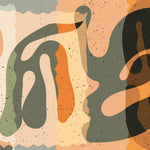 Tapet personalizat Bohemian cu elemente abstracte in nuante de portocaliu si verde kaki - BOHO SCULPTURAL