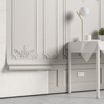 Tapet personalizat arhitectural walls lambriu elegant clasic rafinament spatiu atmosfera luminoasa atemporala white wainscot