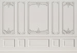 Tapet personalizat arhitectural walls lambriu elegant clasic rafinament spatiu atmosfera luminoasa atemporala white wainscot