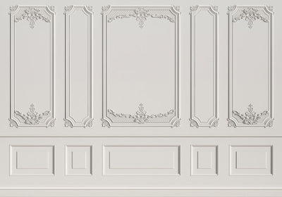 tapet personalizat arhitectural walls lambriu elegant clasic rafinament spatiu atmosfera luminoasa atemporala white wainscot