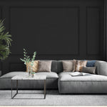 Tapet personalizat Architectural Walls cu panouri decorative din lemn in nuante de negru - DARK GREY WAINSCOT