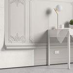 Tapet personalizat Architectural Walls cu panouri si baghete decorative in nuante de alb - WIDE WHITE BOISERIE