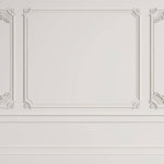 Tapet personalizat Architectural Walls cu panouri si baghete decorative in nuante de alb - WIDE WHITE BOISERIE