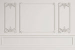 Tapet personalizat Architectural Walls cu panouri si baghete decorative in nuante de alb - WIDE WHITE BOISERIE