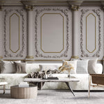 Tapet personalizat Architectural Walls cu elemente decorative aurii si coloane - ELEGANT BOISERIE