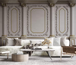 Tapet personalizat Architectural Walls cu elemente decorative aurii si coloane - ELEGANT BOISERIE