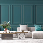 Tapet personalizat Architectural Walls cu panouri decorative in nuante turcoaz - TURQUOISE WAINSCOT