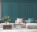 Tapet personalizat Architectural Walls cu panouri decorative in nuante turcoaz - TURQUOISE WAINSCOT