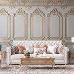 Tapet personalizat Architectural Walls cu rame decorative aurii in stil baroc elegant - QUEEN ELIZABETH