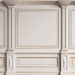 Tapet personalizat Architectural Walls cu rame aurii si coloane decorative in nuante de alb - GOLDEN FRAMES