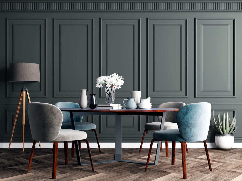 Tapet personalizat Architectural Walls cu panouri decorative in nuante vernil - BITTER SAGE