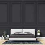 Tapet personalizat Architectural Walls cu panouri decorative din lemn in nuante de negru - DARK GREY WAINSCOT