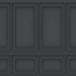 Tapet personalizat Architectural Walls cu panouri decorative din lemn in nuante de negru - DARK GREY WAINSCOT