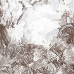 Tapet personalizat retro & vintage cu plante tropicale in nuante de maro pe fundal albastru deschis in stil retro spotty jungle