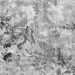 Tapet personalizat retro & vintage cu plante tropicale in textura de fagure in nuante de gri si negru grey honeycomb print