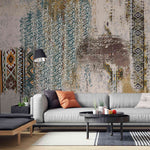 Tapet personalizat retro & vintage cu motive aztece colorate in stil retro retro aztec
