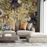 Tapet personalizat retro & vintage cu floarea soarelui in stil retro retro sunflowers