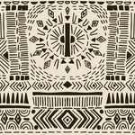Tapet Personalizat Retro Vintage cu modele aztece si tribale in nuante de crem si negru - AZTEC TRIBAL