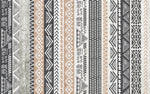 Tapet Personalizat Retro Vintage cu modele tribale si aztece dispuse vertical in nuante de bej si gri - AZTEC STRIPES