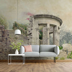 Tapet personalizat victorian cu ruine din piatra inconjurate de gradina inflorita victorian ruins