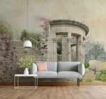 Tapet personalizat victorian cu ruine din piatra inconjurate de gradina inflorita victorian ruins
