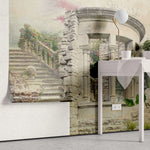 Tapet personalizat victorian cu ruine din piatra inconjurate de gradina inflorita victorian ruins
