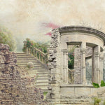 Tapet personalizat victorian cu ruine din piatra inconjurate de gradina inflorita victorian ruins