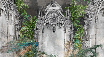 tapet personalizat victorian coloane decorate paun eleganta victoriana opulenta naturii stil sofisticat farmec peacock columns