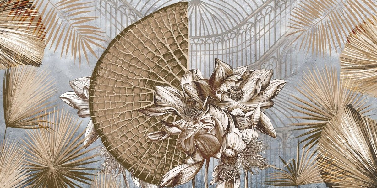 tapet personalizat victorian sera florala oaza verdeata detalii botanice luxuriante farmec gradinilor victoriene floral greenhouse
