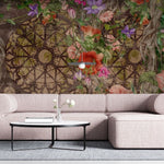 Tapet personalizat victorian design floral vitralii recreeaza arta culori vibrante vitraliilor clasice lumina eleganta artistica floral stained glass
