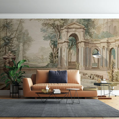 tapet personalizat victorian inspirat opera isaac de moucheron reprezentand gradina impresionanta perioada renascentista italainte garden