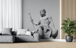 Fototapet Personalizat Victorian cu statuia lui Poseidon in alb negru - POSEIDON