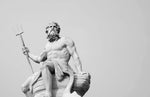 Fototapet Personalizat Victorian cu statuia lui Poseidon in alb negru - POSEIDON
