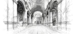 Tapet Personalizat Victorian cu schita arhitecturala al unei cladiri in stil italian - ECHOES OF ROME