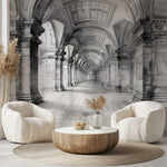 Tapet Personalizat Victorian cu schita arhitecturala al unei hol cu coloane cu viziune in spatiu - HALLWAY OF ANTIQUITY