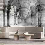 Tapet Personalizat Victorian cu schita arhitecturala al unei hol cu coloane cu viziune in spatiu - HALLWAY OF ANTIQUITY